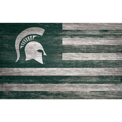 Michigan State Spartans 11'' x 19'' Distressed Flag Sign