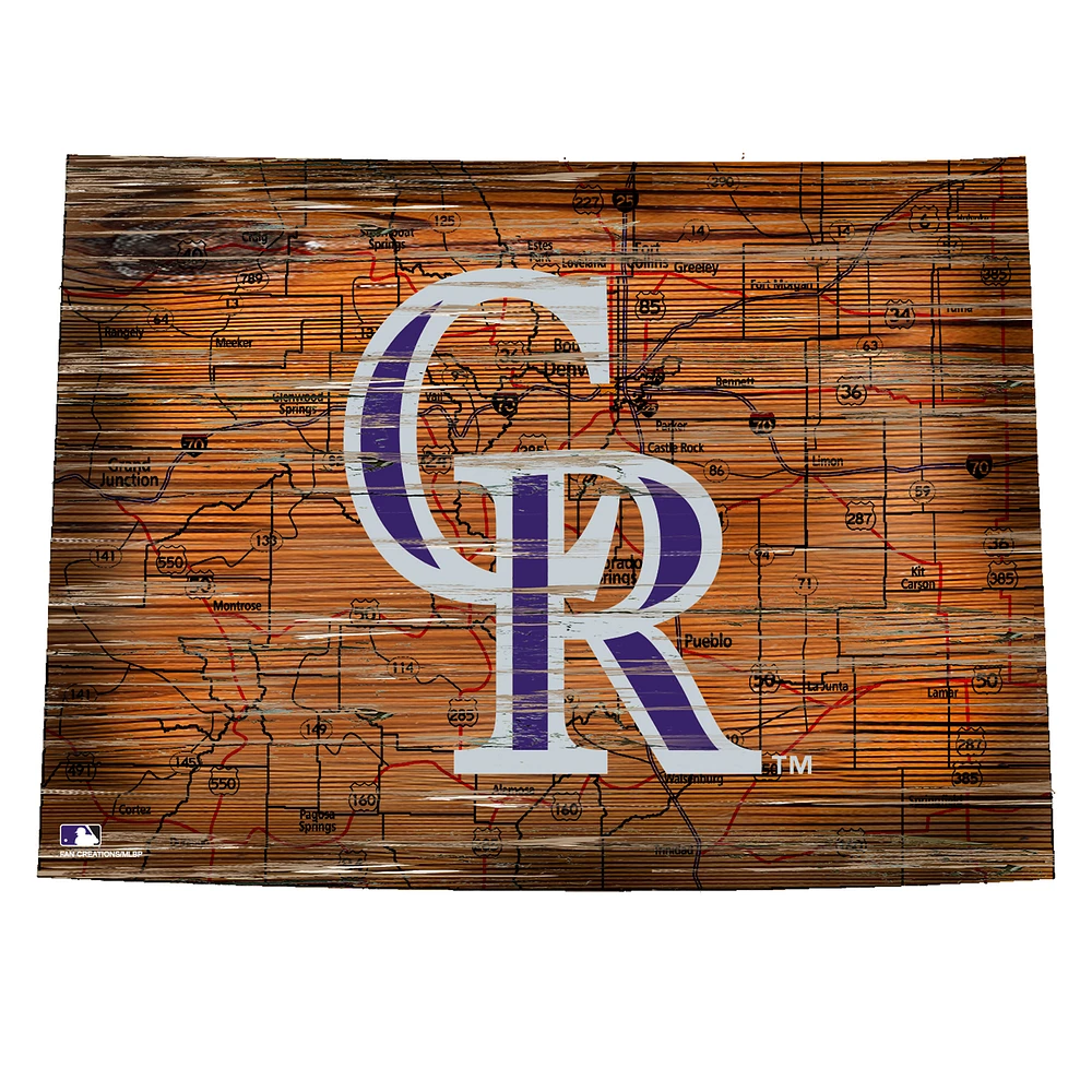 Colorado Rockies 12'' Road Map State Cutout Sign