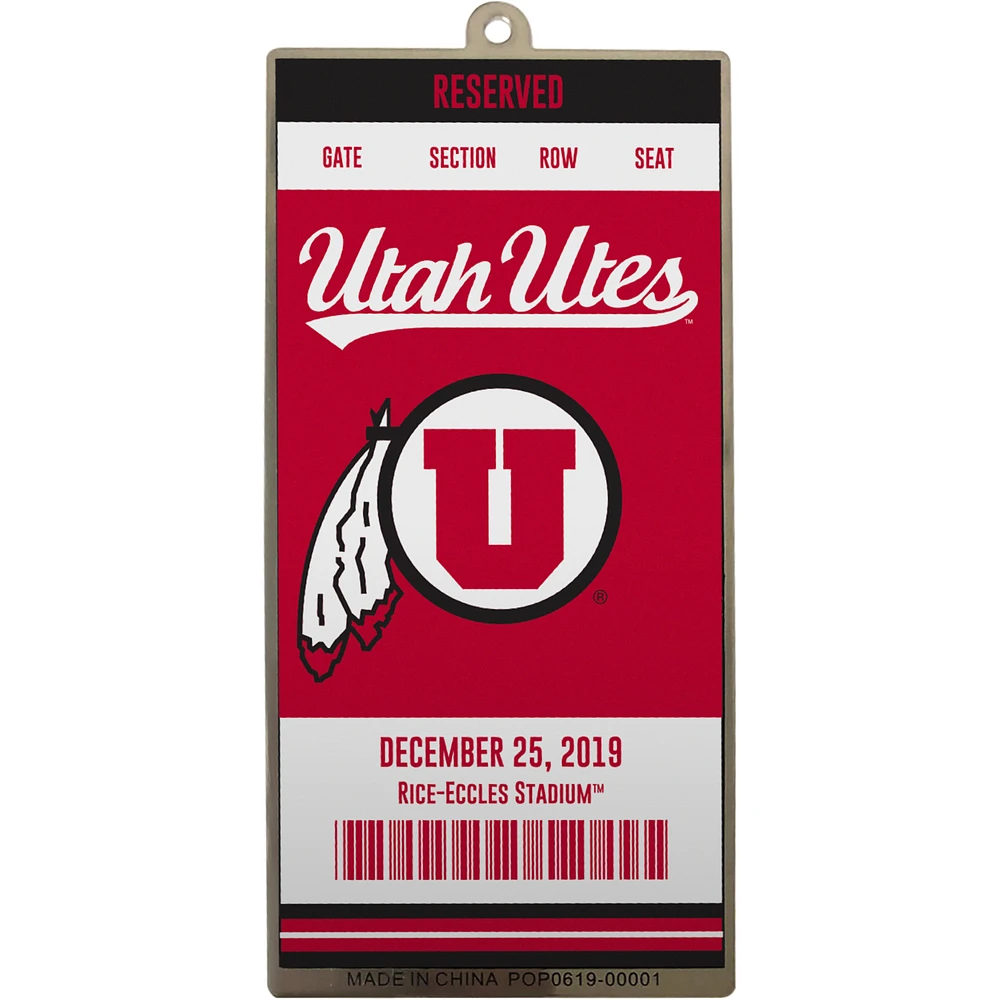 Utah Utes Metal Ticket Ornament