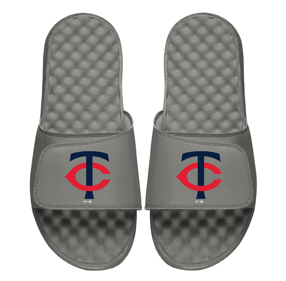 Youth ISlide Gray Minnesota Twins Primary Logo Slide Sandals