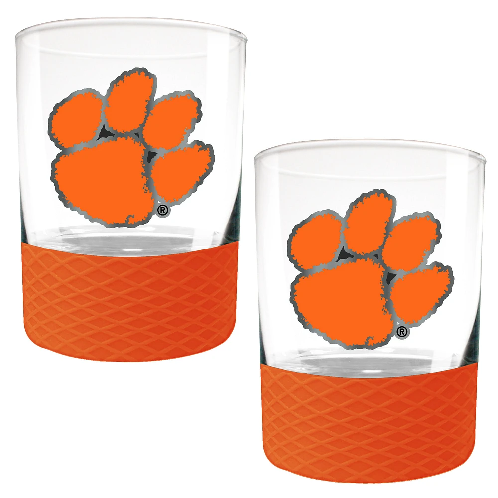 Clemson Tigers 2-Pack 14oz. Rocks Glass Set with Silcone Grip