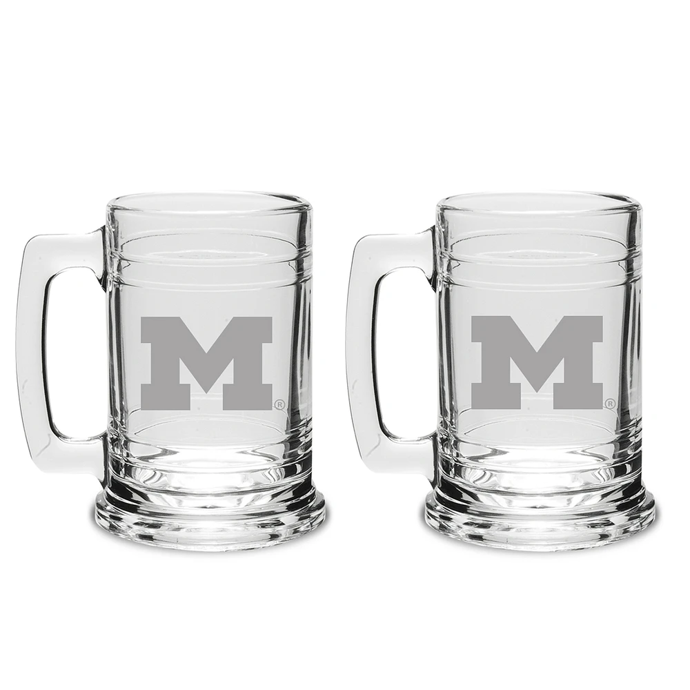 Michigan Wolverines 2-Piece 15oz. Colonial Tankard Set