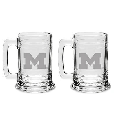 Michigan Wolverines 2-Piece 15oz. Colonial Tankard Set