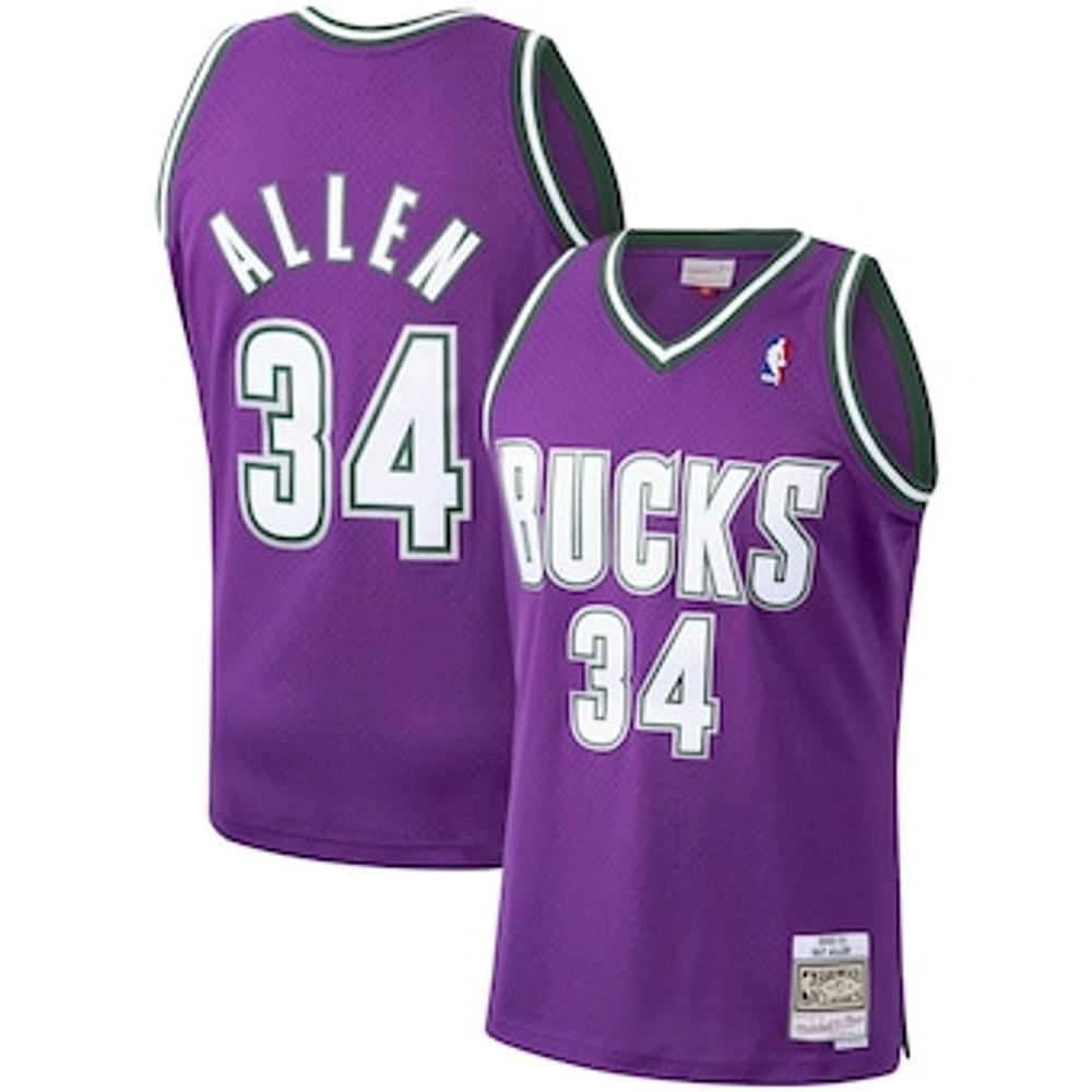 Men's Mitchell & Ness Ray Allen Purple Milwaukee Bucks 2000/01 Hardwood Classics Swingman Jersey