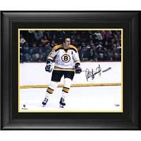 Phil Esposito Boston Bruins Framed Autographed 16" x 20" White Jersey Skating Horizontal Photograph