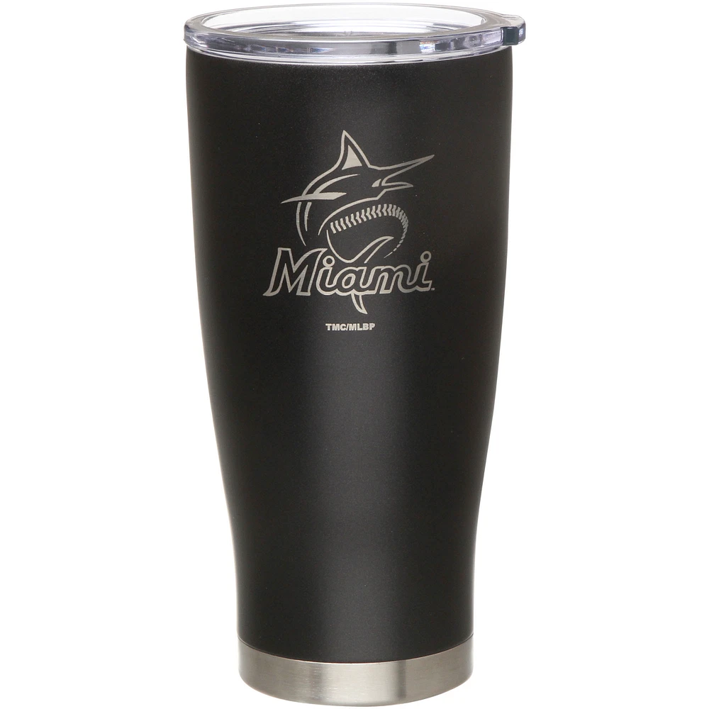 Miami Marlins 20oz. Etched Team Logo Tumbler - Black