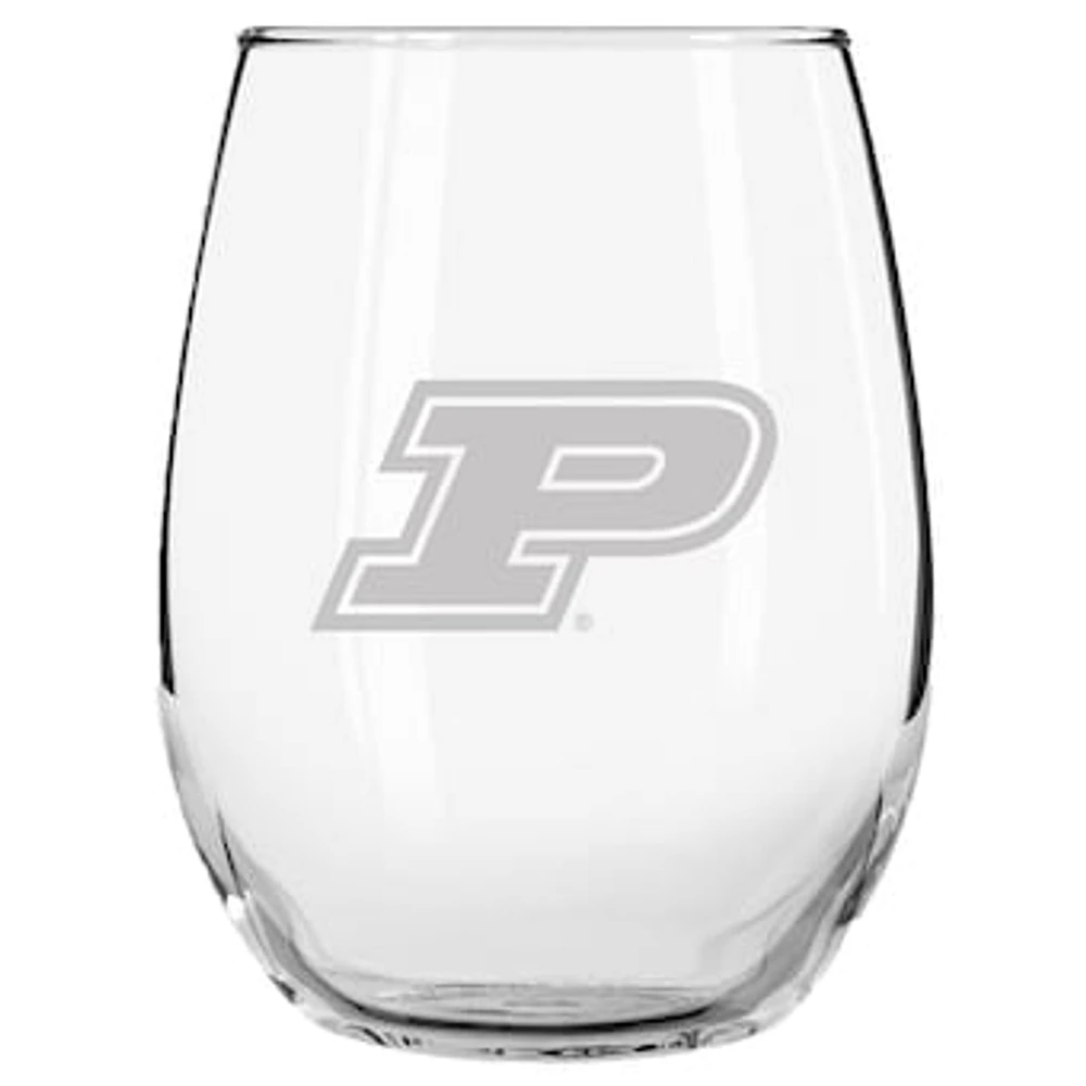 Purdue Boilermakers 15oz. Etched Stemless Glass Tumbler