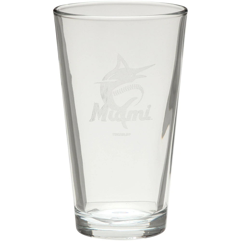 Miami Marlins Etched 16oz. Pint Glass