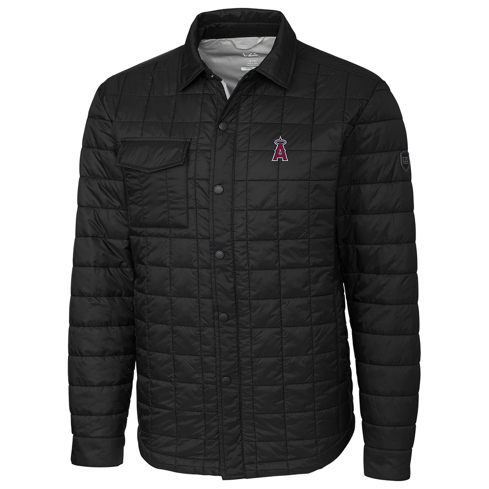 Los Angeles Angels Cutter & Buck Rainier Shirt Full-Zip Jacket - Black