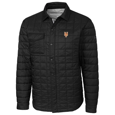 New York Mets Cutter & Buck Rainier Shirt Full-Zip Jacket - Black