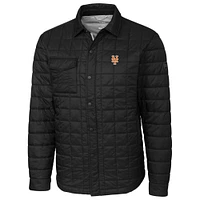 New York Mets Cutter & Buck Rainier Shirt Full-Zip Jacket - Black