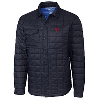 Philadelphia Phillies Cutter & Buck Rainier Shirt Full-Zip Jacket - Navy