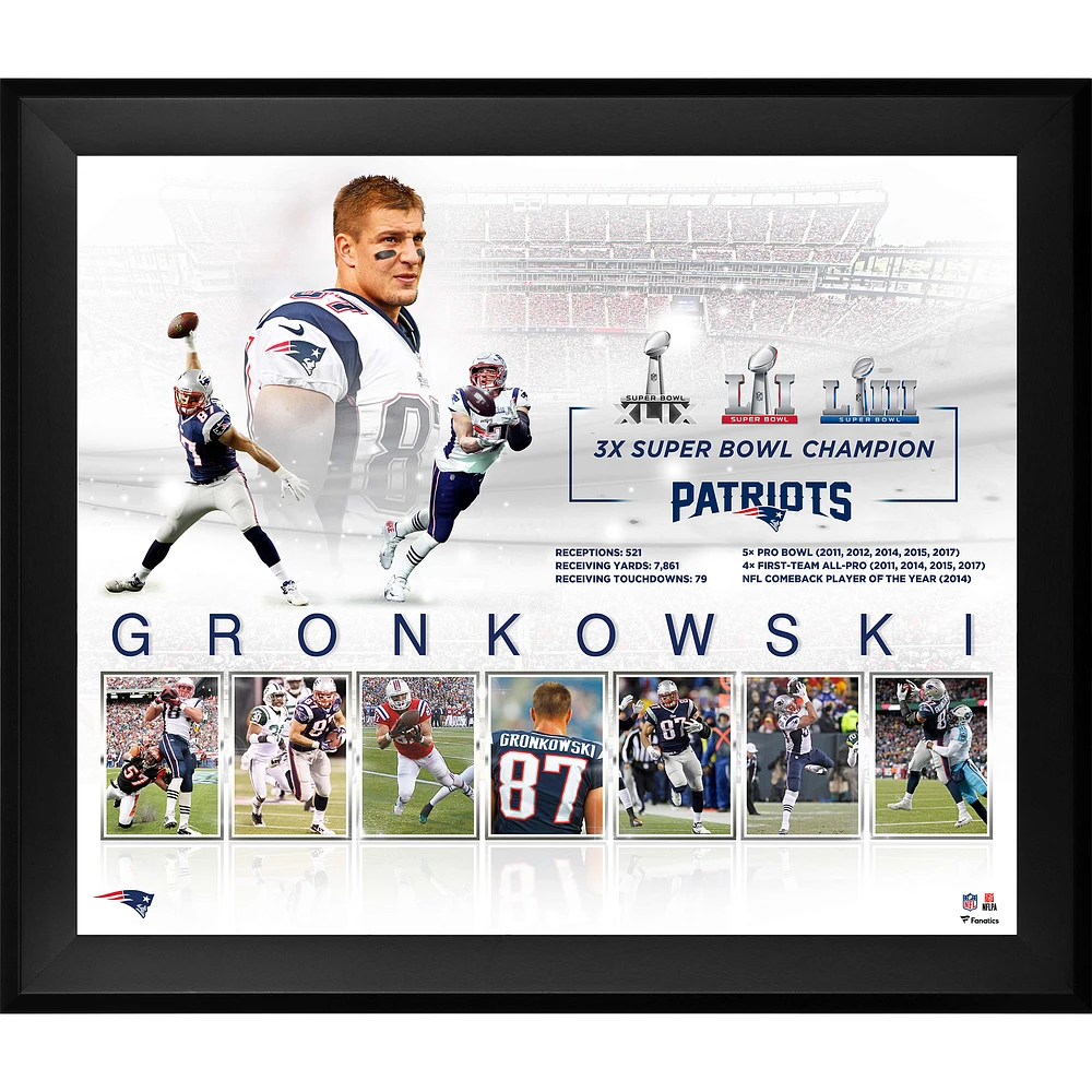 Rob Gronkowski New England Patriots Framed 20" x 24" Retirement Collage Photograph