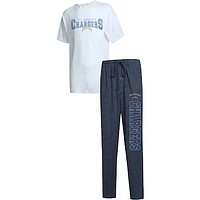 Men's Concepts Sport Navy/White Los Angeles Chargers Big & Tall Topic T-Shirt & Pants Sleep Set