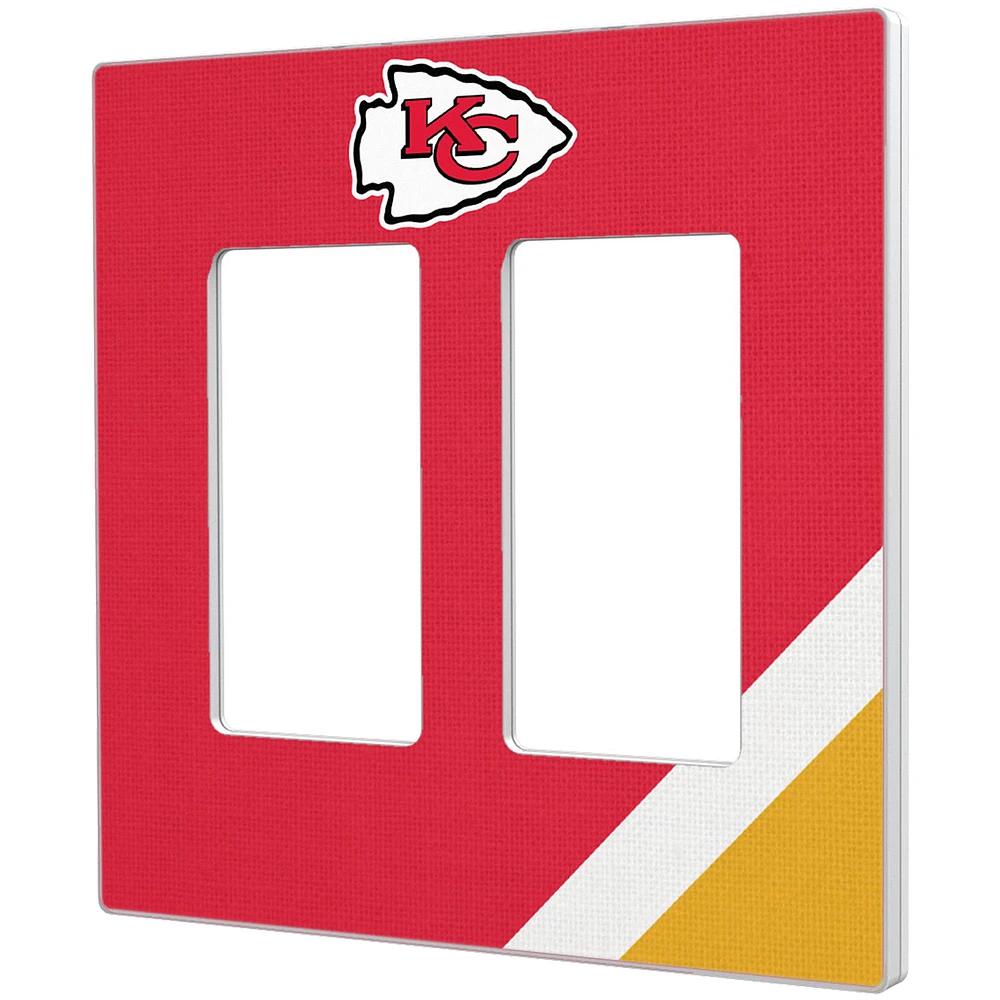 Kansas City Chiefs Diagonal Stripe Double Rocker Light Switch Plate