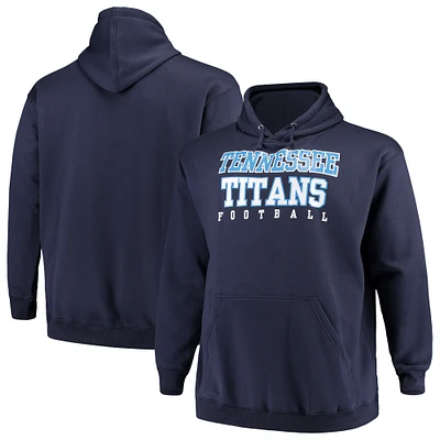 Men's Fanatics Navy Tennessee Titans Big & Tall Stacked Pullover Hoodie