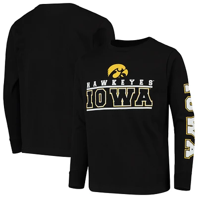 Youth Black Iowa Hawkeyes Transition Two-Hit Long Sleeve T-Shirt