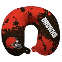 Cleveland Browns Splatter Polyester Snap Closure Travel Pillow - Brown