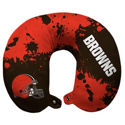 Cleveland Browns Splatter Polyester Snap Closure Travel Pillow - Brown