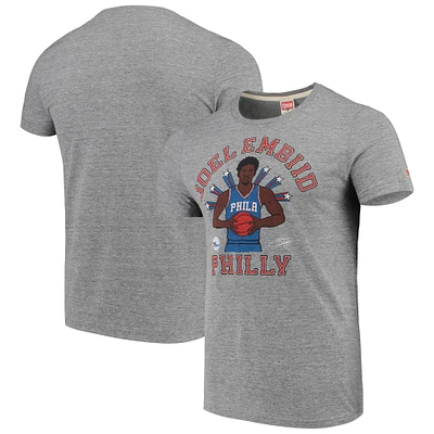 Men's Joel Embiid Gray Philadelphia 76ers Player Graphic Tri-Blend T-Shirt