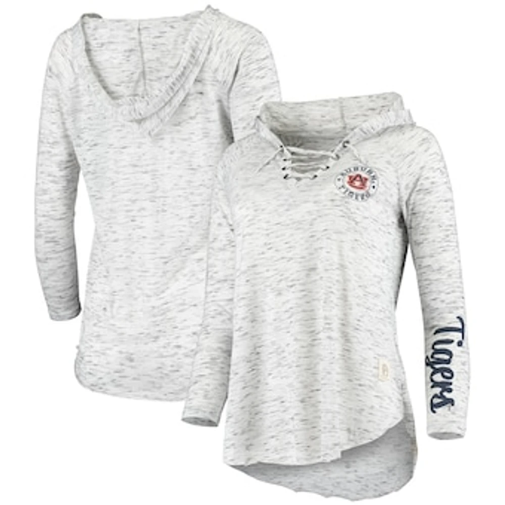 Women's Pressbox Gray Auburn Tigers Space Dye Lace-Up V-Neck Long Sleeve T-Shirt