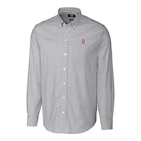 Men's Cutter & Buck Charcoal Boston Red Sox Big & Tall Stretch Oxford Striped Long Sleeve Button-Down Shirt