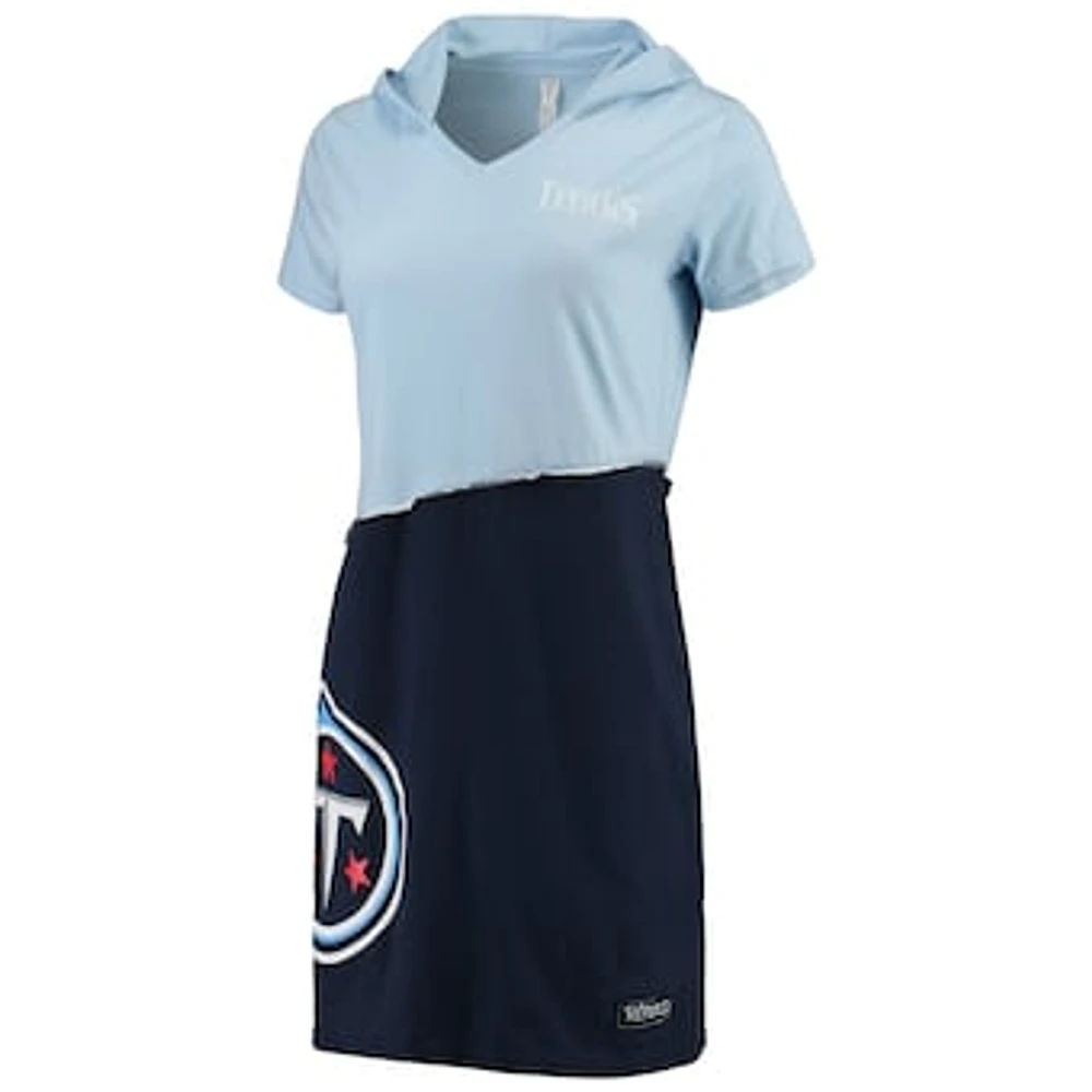 Women's Refried Apparel Light Blue/Navy Tennessee Titans Sustainable Hooded Mini Dress