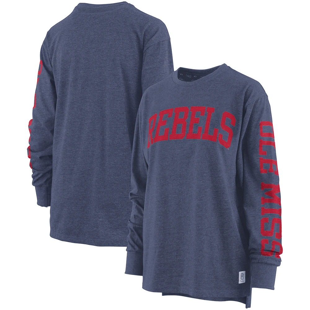 Women's Pressbox Navy Ole Miss Rebels Two-Hit Canyon Long Sleeve T-Shirt