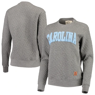 Women's Pressbox Heather Charcoal North Carolina Tar Heels Moose Quilted Pullover Sweatshirt