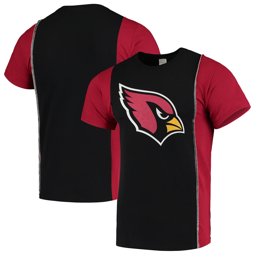 Men's Refried Apparel Black/Cardinal Arizona Cardinals Sustainable Upcycled Split T-Shirt