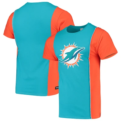 Men's Refried Apparel Aqua/Orange Miami Dolphins Sustainable Upcycled Split T-Shirt