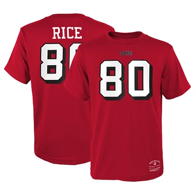 Youth Mitchell & Ness Jerry Rice Scarlet San Francisco 49ers Retired Retro Player Name & Number T-Shirt