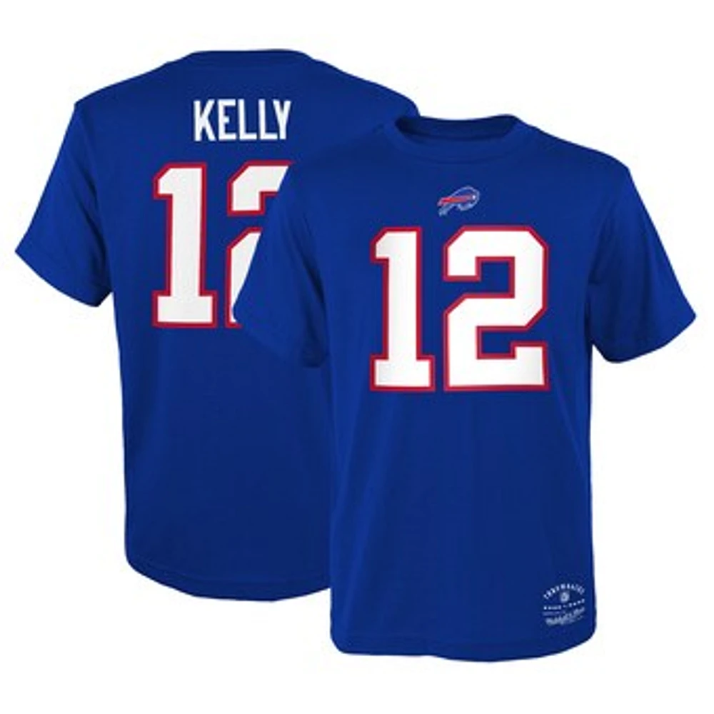 Youth Mitchell & Ness Jim Kelly Royal Buffalo Bills Retired Retro Player Name & Number T-Shirt