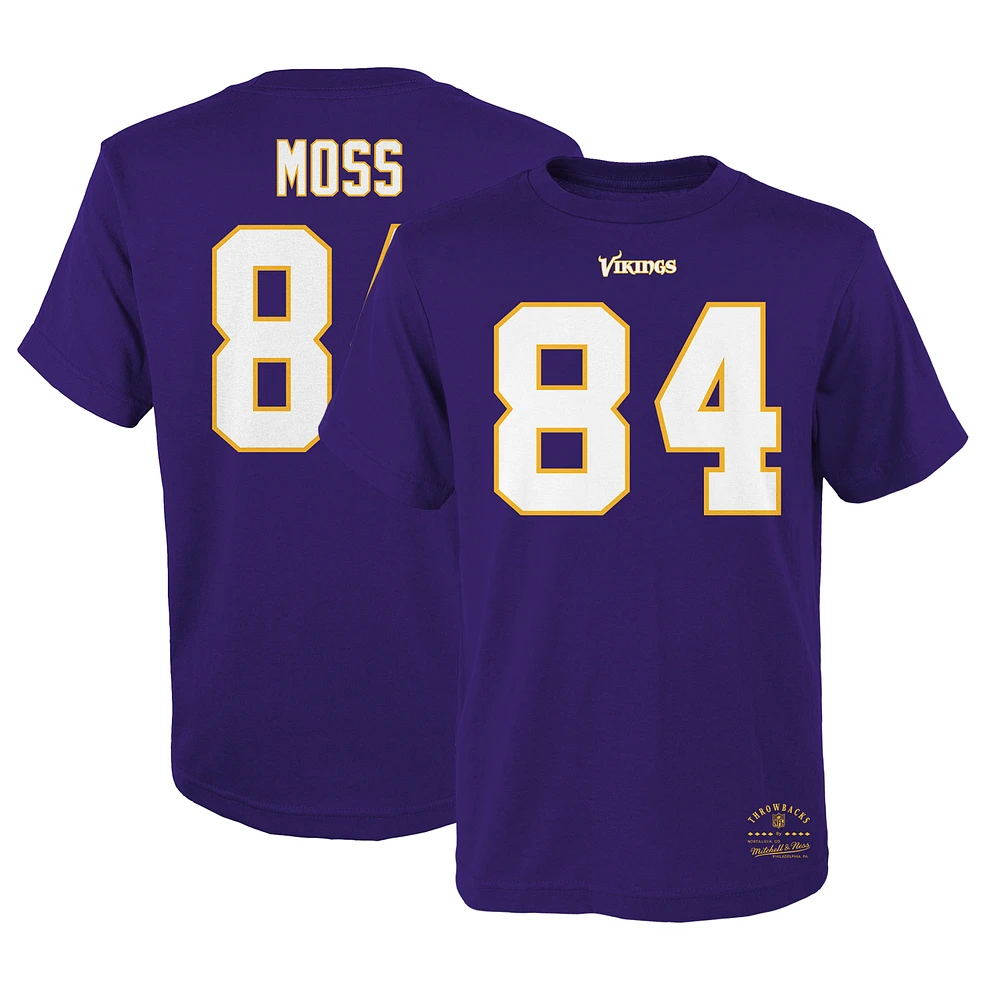 Youth Mitchell & Ness Randy Moss Purple Minnesota Vikings Retired Retro Player Name Number T-Shirt