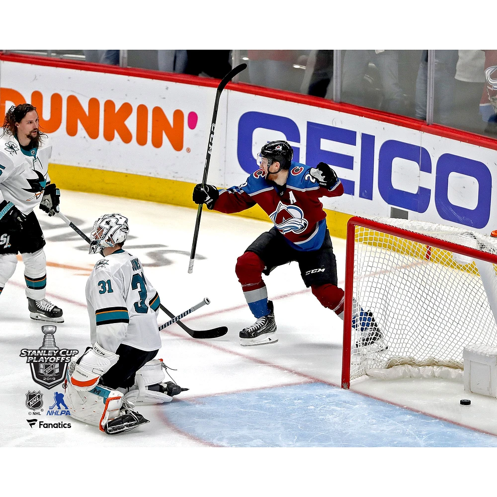 Gabriel Landeskog Colorado Avalanche Unsigned 2019 Stanley Cup Playoffs Game 6 Overtime Game-Winning Goal vs. San Jose Sharks Photograph