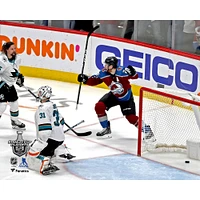 Gabriel Landeskog Colorado Avalanche Unsigned 2019 Stanley Cup Playoffs Game 6 Overtime Game-Winning Goal vs. San Jose Sharks Photograph
