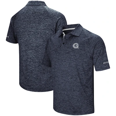 Men's Colosseum Heathered Navy Georgetown Hoyas Down Swing Raglan Polo