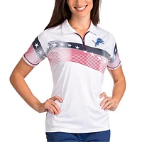 Women's Antigua White Detroit Lions Patriot Polo