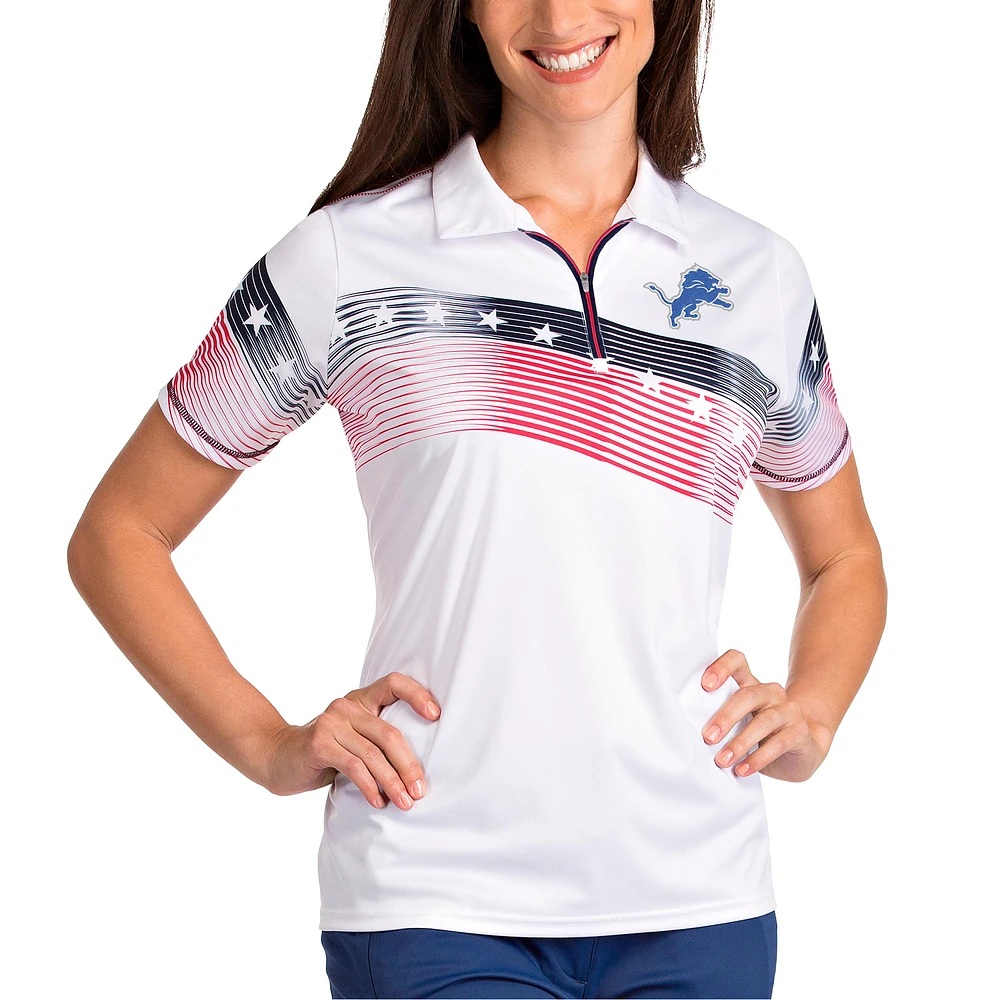 Women's Antigua White Detroit Lions Patriot Polo