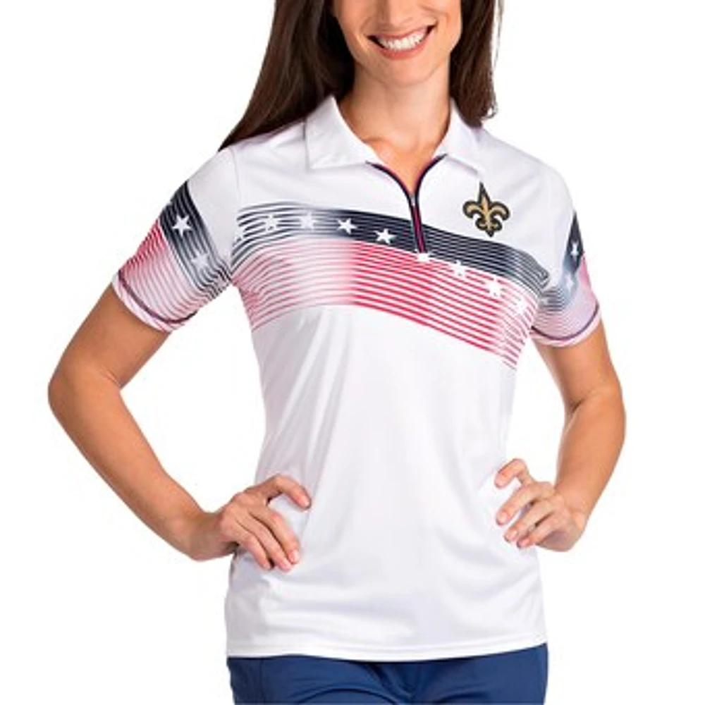 Women's Antigua White New Orleans Saints Patriot Polo