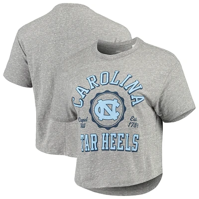 Women's Pressbox Gray North Carolina Tar Heels Bishop Tri-Blend Knobi Crop T-Shirt