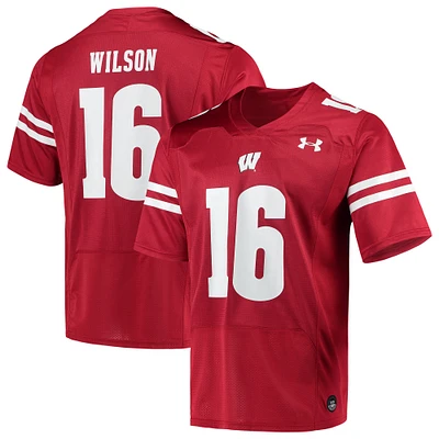 Men's Under Armour Russell Wilson Red Wisconsin Badgers Replica Alumni Jersey