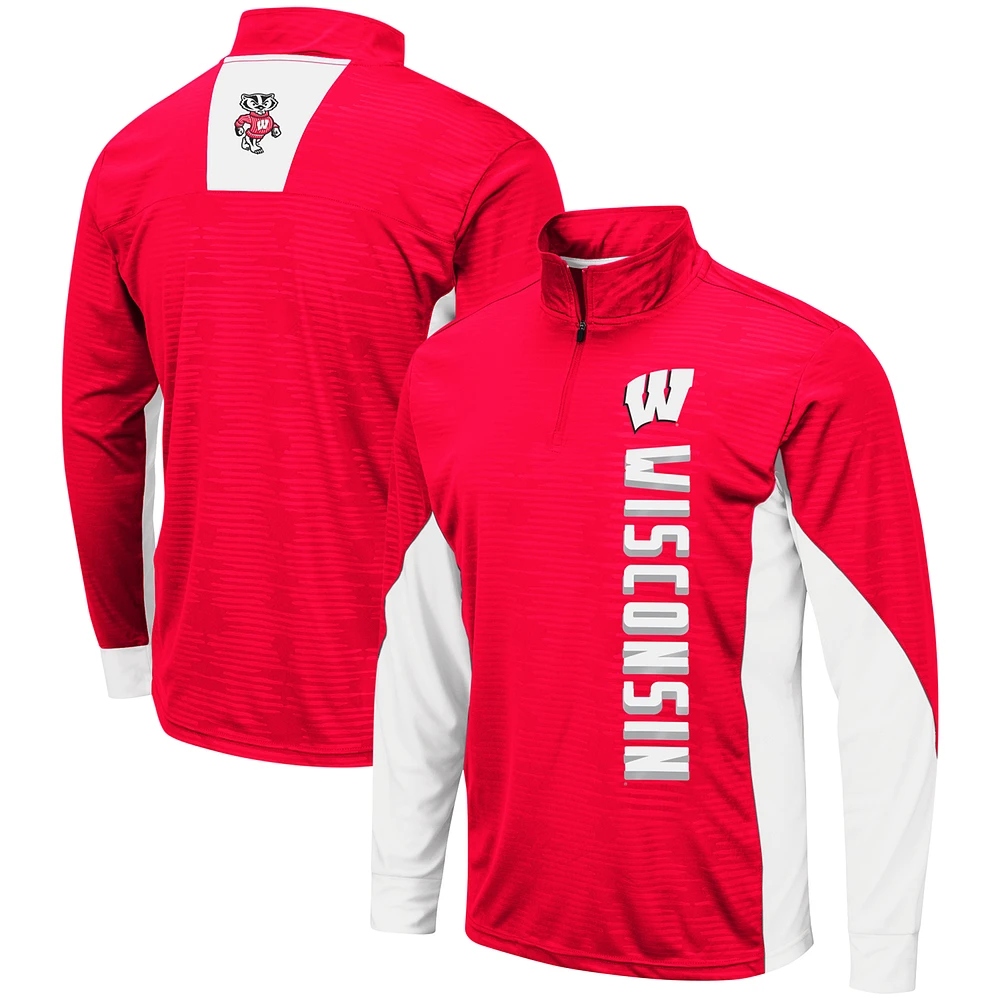 Men's Colosseum Red Wisconsin Badgers Bart Windshirt Quarter-Zip Pullover Jacket