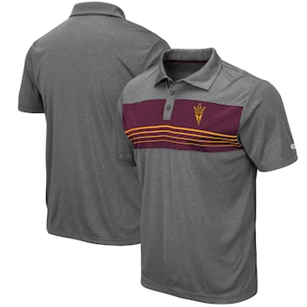 Men's Colosseum Heathered Charcoal Arizona State Sun Devils Smithers Polo