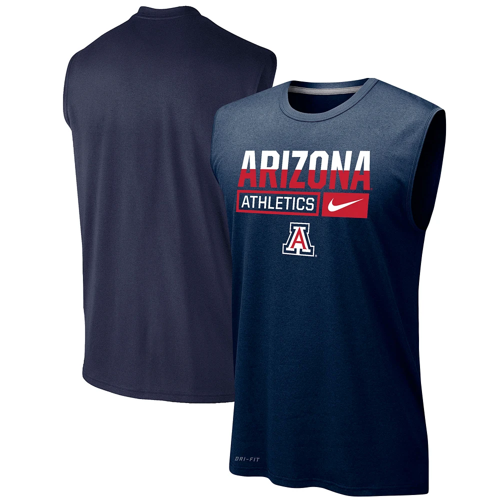 Men's Nike Navy Arizona Wildcats Wordmark Drop Legend Performance Tank Top