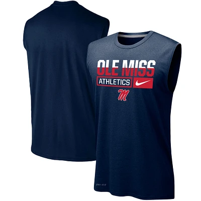 Men's Nike Navy Ole Miss Rebels Wordmark Drop Legend Performance Tank Top