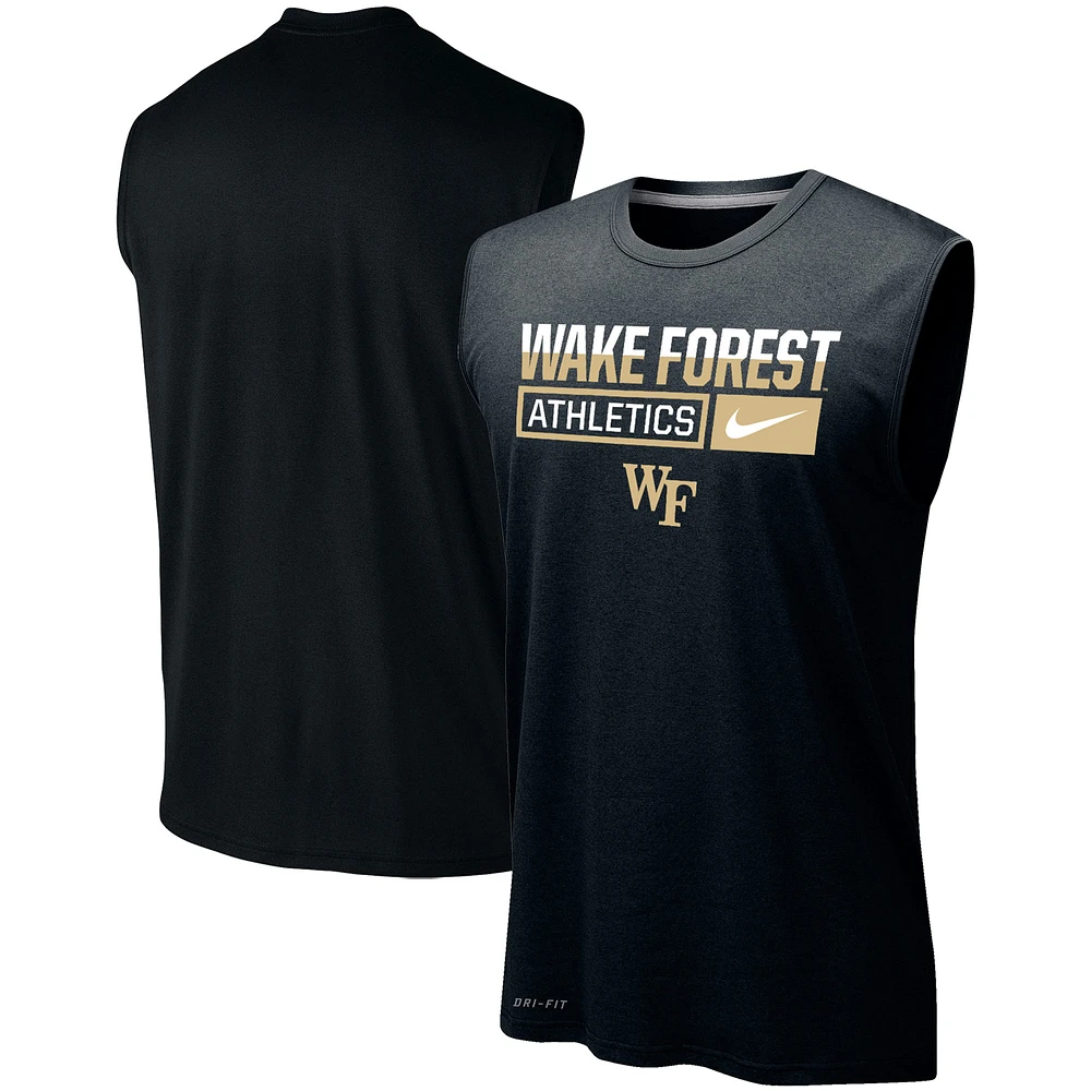 Men's Nike Black Wake Forest Demon Deacons Wordmark Drop Legend Performance Tank Top