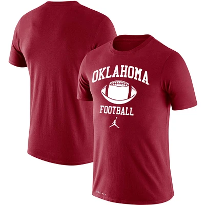 Men's Jordan Brand Crimson Oklahoma Sooners Retro Football Lockup Legend Performance T-Shirt