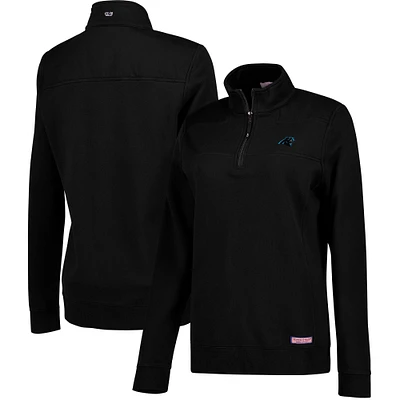 Women's Vineyard Vines Black Carolina Panthers Team Shep Shirt Quarter-Zip Pullover Sweatshirt