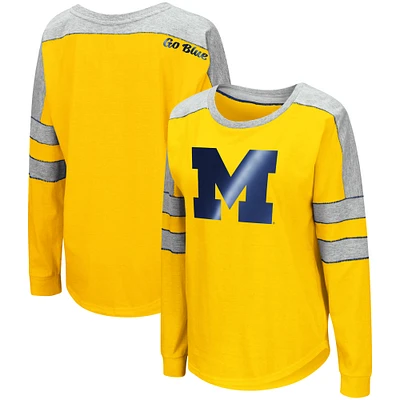 Women's Colosseum Maize Michigan Wolverines Trey Dolman Long Sleeve T-Shirt